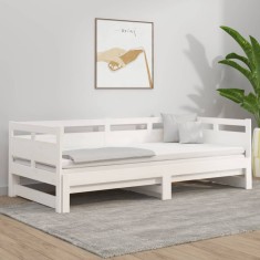 Gossi pat de zi extensibil, alb, 2x(90x190) cm, lemn masiv de pin