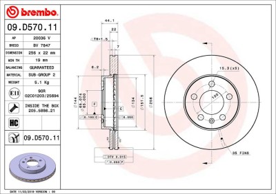 BREMBO 09.D570.11 PRIME LINE - UV Coated Disc frana foto