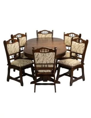 Set masa extensibila living Euro 2, blat MDF furniruit, 155/192.5/230x97x76 cm si 6 scaune lemn masiv Euro, tapiterie stofa, 150 kg, wenge foto