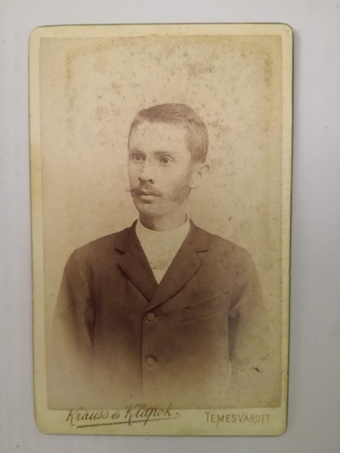 Foto carton CDV veche, Krauss si Klapok, Timișoara / Temesvar, portret bărbat