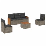 Cumpara ieftin Set mobilier gradina cu perne, 6 piese, gri, poliratan