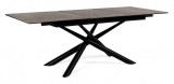 Cumpara ieftin Masa extensibila cu picioare din fier negru si blat ceramica maro Seyfert 160/220 cm x 90 cm x 76 h