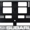 Set 2 bucati, suport numar inmatriculare argintiu Subaru