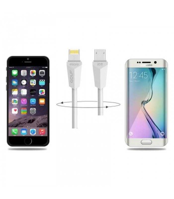 Cablu de incarcare USB Golf Diamond 2in1 alb iPhone micro USB 1m foto