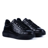 Sneakers barbati croco negru din piele SK19