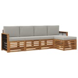 vidaXL Set de canapele de exterior 5 pcs Natural și gri deschis 3384232