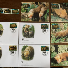 guyana - serie 4 timbre MNH, 4 FDC, 4 maxime, fauna wwf