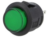 Comutator Acţionat prin Apăsare SPST-NO cu Iluminare LED Verde - R13-523BL-05-BGL1