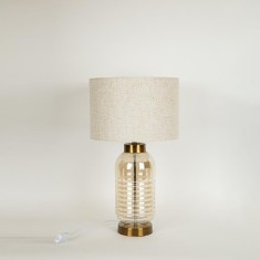 Veioza din sticla si metal Gold Ecru 30 cm x 52 cm foto