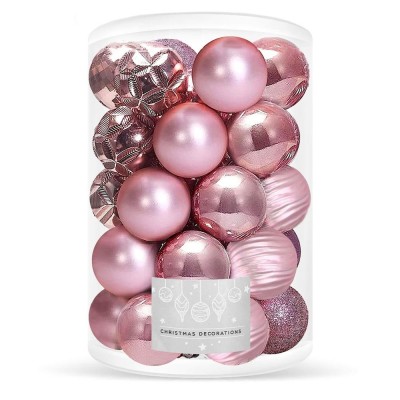 Set globuri de Craciun, 30 bucati, 6 modele, 8cm, roz Household NewTrend foto