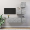 VidaXL Set de dulapuri TV, 4 piese, gri beton, lemn prelucrat 3079154