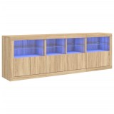 Cumpara ieftin Dulap cu lumini LED, stejar sonoma, 202x37x67 cm