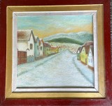 Tablou / lucrare mare dimensiuni 55 x 53 cm / 38 x 36 cm, acrilic pe carton, semnat indescifrabil/ faorte decorativ, bine pastrat / cadou frumos