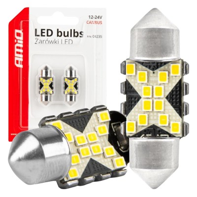 Bec auto LED CANBUS 12SMD Festoon C5W 2016 31mm, alb, 12/24V; set 2 buc AMIO AutoDrive ProParts foto