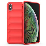 Husa pentru iphone xs max, antisoc, margini cu striatii, design minimalist, red