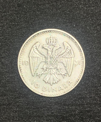 Moneda 10 dinari 1931 argint Iugoslavia foto