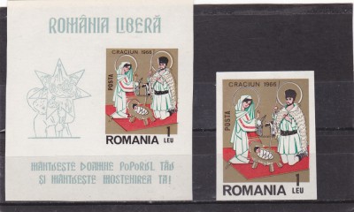 Spania/Romania, Exil rom.Craciun, bloc + serie ned., 1966, MNH foto