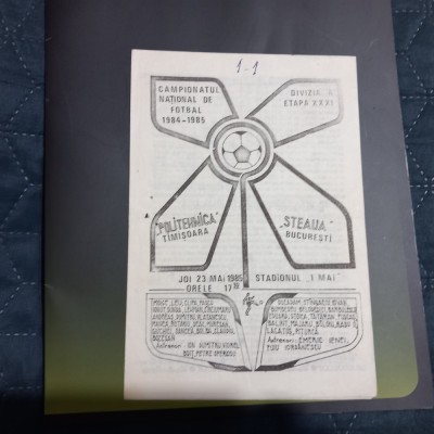 program Poli Timisoara - Steaua foto