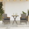 VidaXL Set bistro cu perne, 3 piese, gri, poliratan și lemn acacia 3278754
