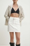 Answear Lab fustă din denim culoarea alb, mini, creion