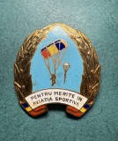 Insigna Pentru merite in aviatia sportiva parasutism RSR