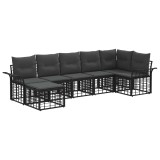 vidaXL Set de canapele de exterior 7 pcs Negru și Gri &icirc;nchis Poliester 3437737