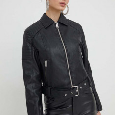 Karl Lagerfeld Jeans geaca femei, culoarea negru, de tranzitie