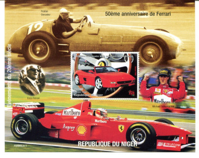 Niger 1998 Cars, Ferrari, Sport, perf. sheet, MNH S.001 foto