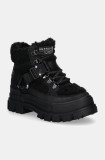 Buffalo botine Aspha Com Mid Warm femei, culoarea negru, cu toc plat, izolat, 1622328-BLK