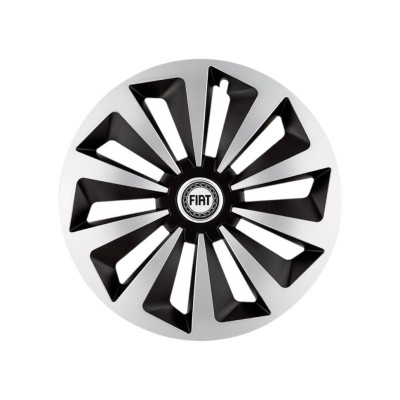 Set 4 capace roti Fox Gri-Negru R15 Compatibil Cu Fiat foto