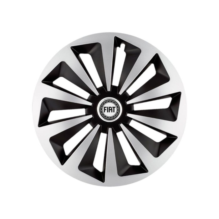 Set 4 capace roti Fox Gri-Negru R15 Compatibil Cu Fiat