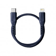 Cablu Date si Incarcare USB Type-C la Lightning UNIQ Flex, 3A, 0.3 m, Albastru