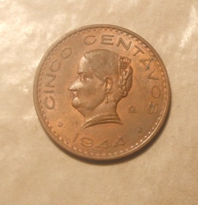 MEXIC 5 CENTAVOS 1944 UNC foto