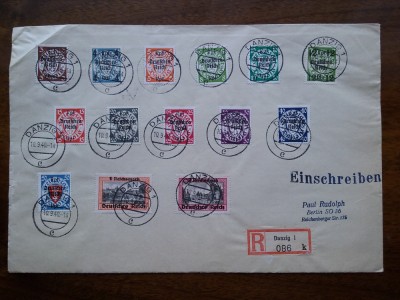 1940-D.Reich-Plic circ.Recomandat-Mi716-729-Serie completa-Mi=+240$-F. RAR foto