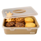 Platou Pufo Cookies cu capac transparent pentru servire torturi, prajituri, briose, produse de patiserie, 32 x 23 cm, crem