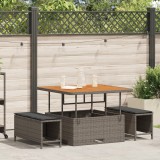 vidaXL Set mobilier grădină, 3 piese, perne gri, poliratan &amp; acacia
