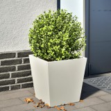 Jardiniera Grădină vidaXL Alb 40x40x40cm Oțel - Ghiveci Exterior/Interior, Decor Balcon Terasă, Rezistentă Rugină