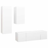 Cumpara ieftin Set dulapuri TV, 4 piese, alb, lemn prelucrat