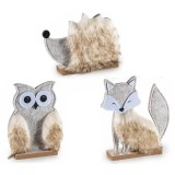 Set 3 figurine Toamna lemn textil multicolor II cm 14,5x3,5x15,5 H