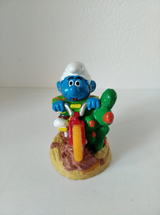 * Jucarie cauciuc strumf, smurf, Peyo 1998, Holland, 9x6cm