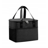Geanta termica flippy pentru pranz, compartimente telefon si tacamuri, multifunctionala, impermeabila, 24x18x21 cm, negru