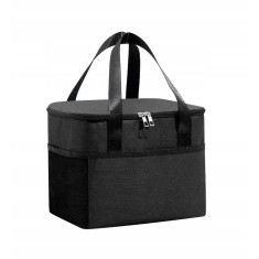 Geanta termica flippy pentru pranz, compartimente telefon si tacamuri, multifunctionala, impermeabila, 24x18x21 cm, negru