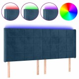 Cumpara ieftin Tablie de pat cu LED, albastru inchis, 183x16x118/128cm catifea