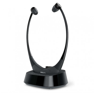 Philips E8005BK 10 Casti fara fir pentru televizor In-Ear cu conexiune digitala wireless, raza de 40 m - RESIGILAT foto