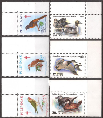 FILIPINE,RUSIA(U.R.S.S.) FAUNA PASARI ( 2 serii dantelate ) MNH foto