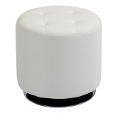 HOMCOM Suport pentru picioare living rotativ la 360&deg;, ottoman rotund tapițat &icirc;n PU cu bază din oțel, &Oslash; 45,5 x 44,5 cm, alb | Aosom Romania