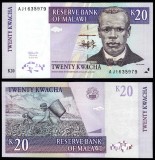 !!! MALAWI - 20 KWACHA 1997 - P 38 b - UNC / SERIE INALTA , 3 mm