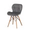 Scaun bucatarie, stil scandinav, tapiterie catifea gri, cadru lemn