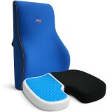Set 2 Perne Ortopedice Linomag&reg;, Perna Ortopedica pentru Sezut cu Spumă cu Memorie și Gel Răcoritor + Perna Lombara Completa, Pentru Scaun de Birou sa