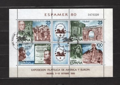 SPANIA 1980 &amp;ndash; EXPO ESPAMER. ARTA, bloc stampilat, SA7 foto